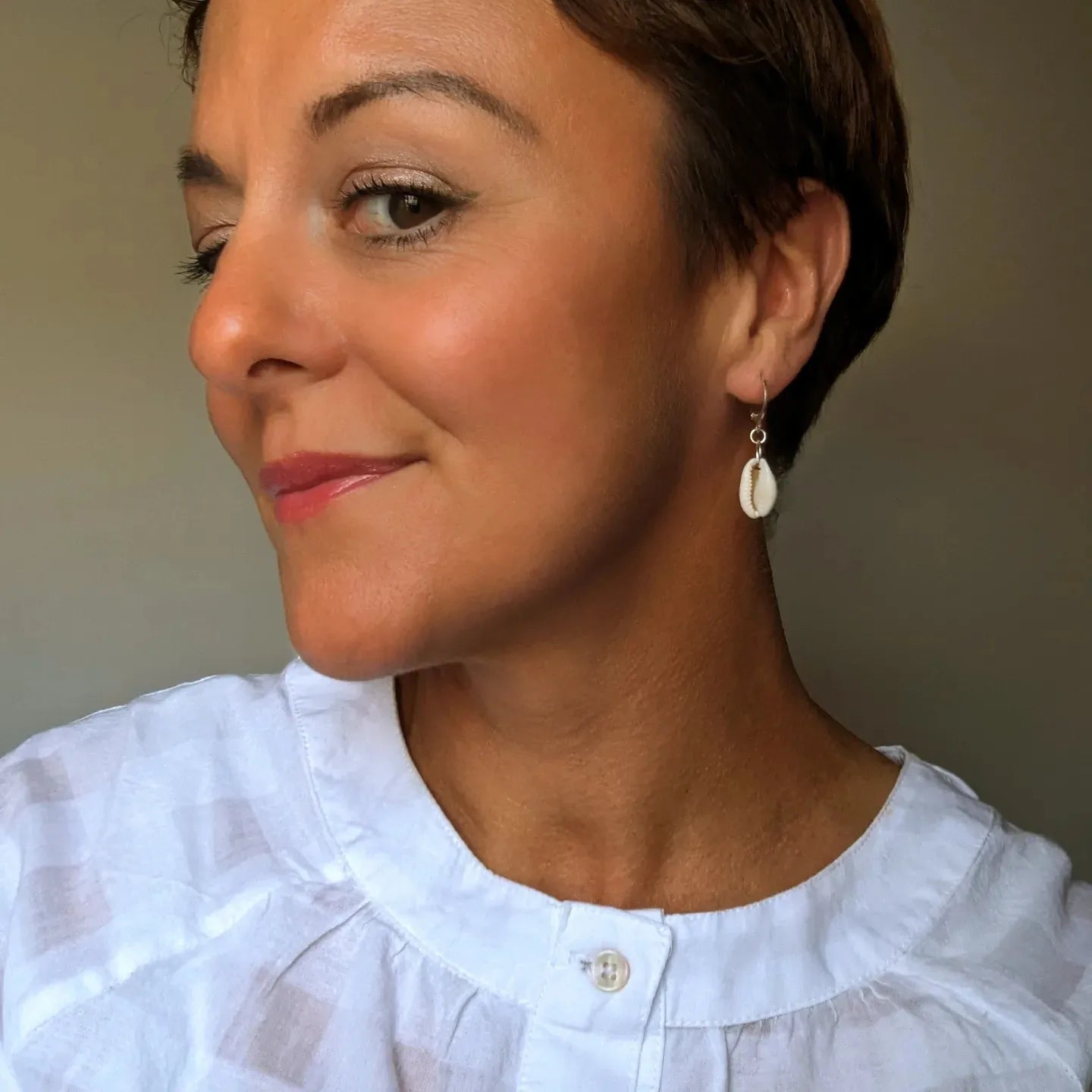 Cowrie Shell Huggy Hoops