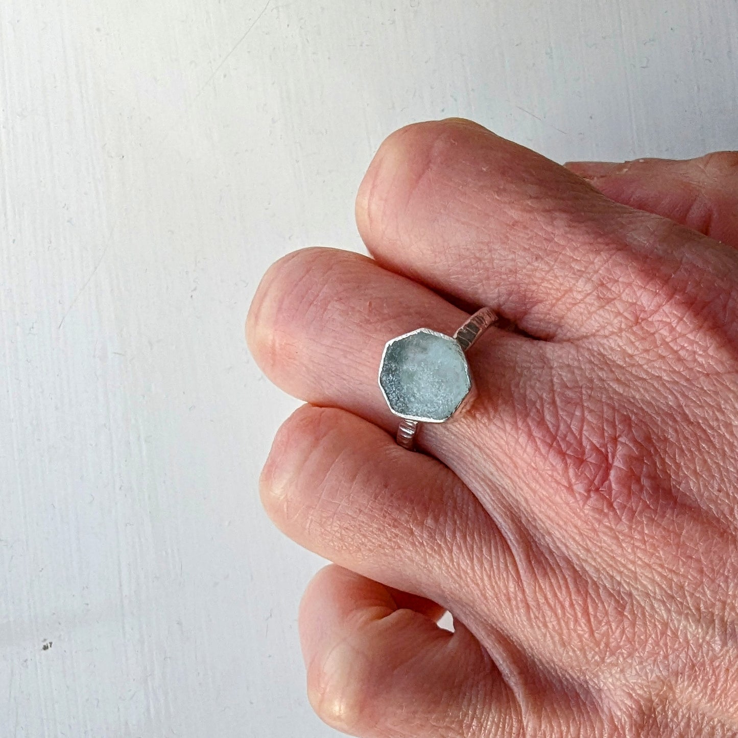 Heptagonal Seaglass Ring