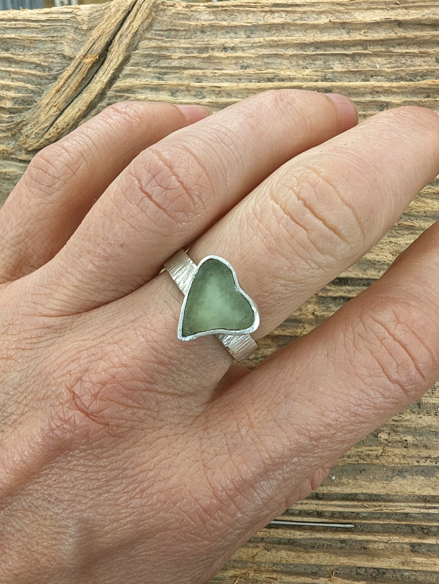 Seaglass heart ring