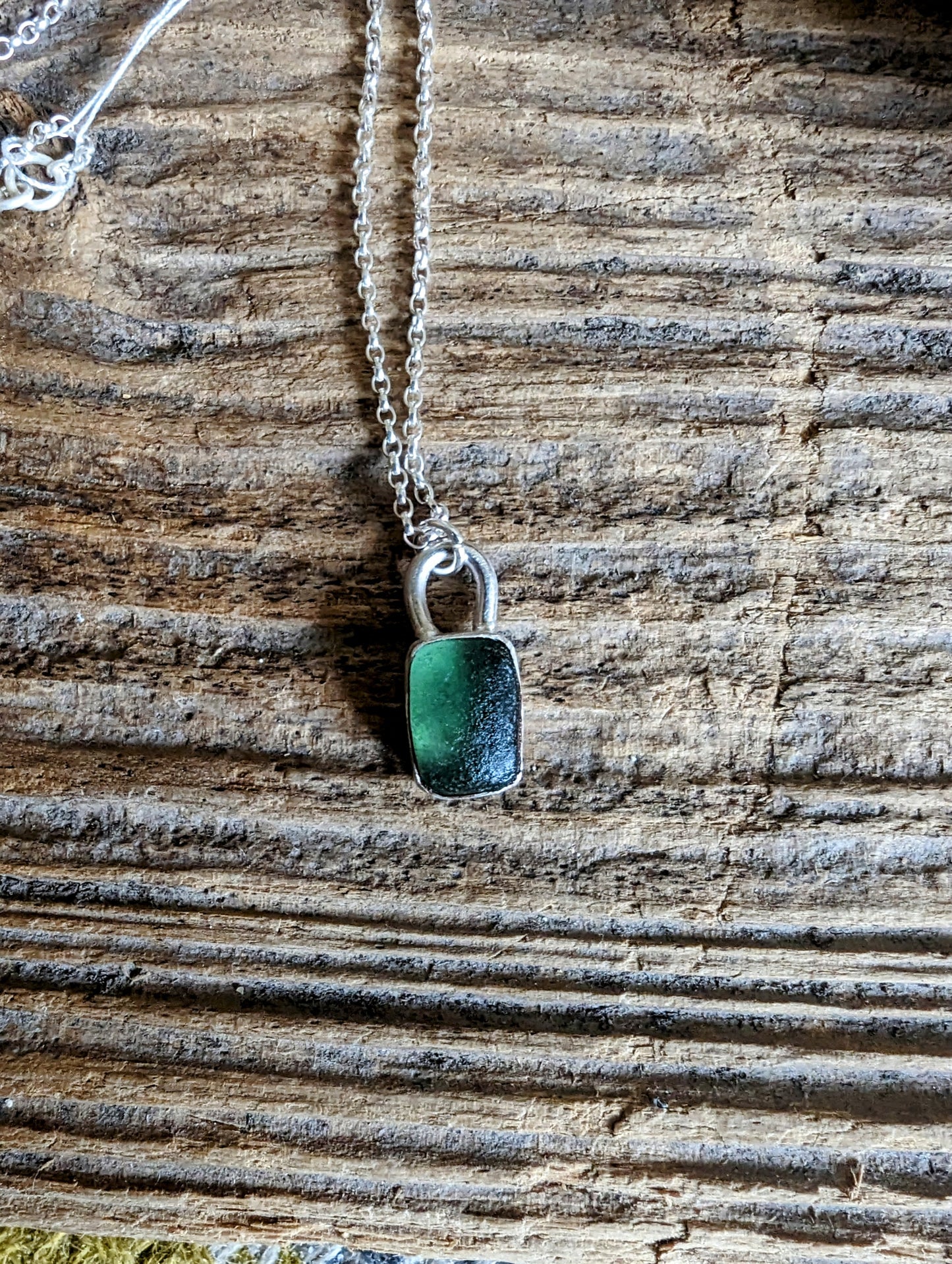 Seaglass necklace with wave detail