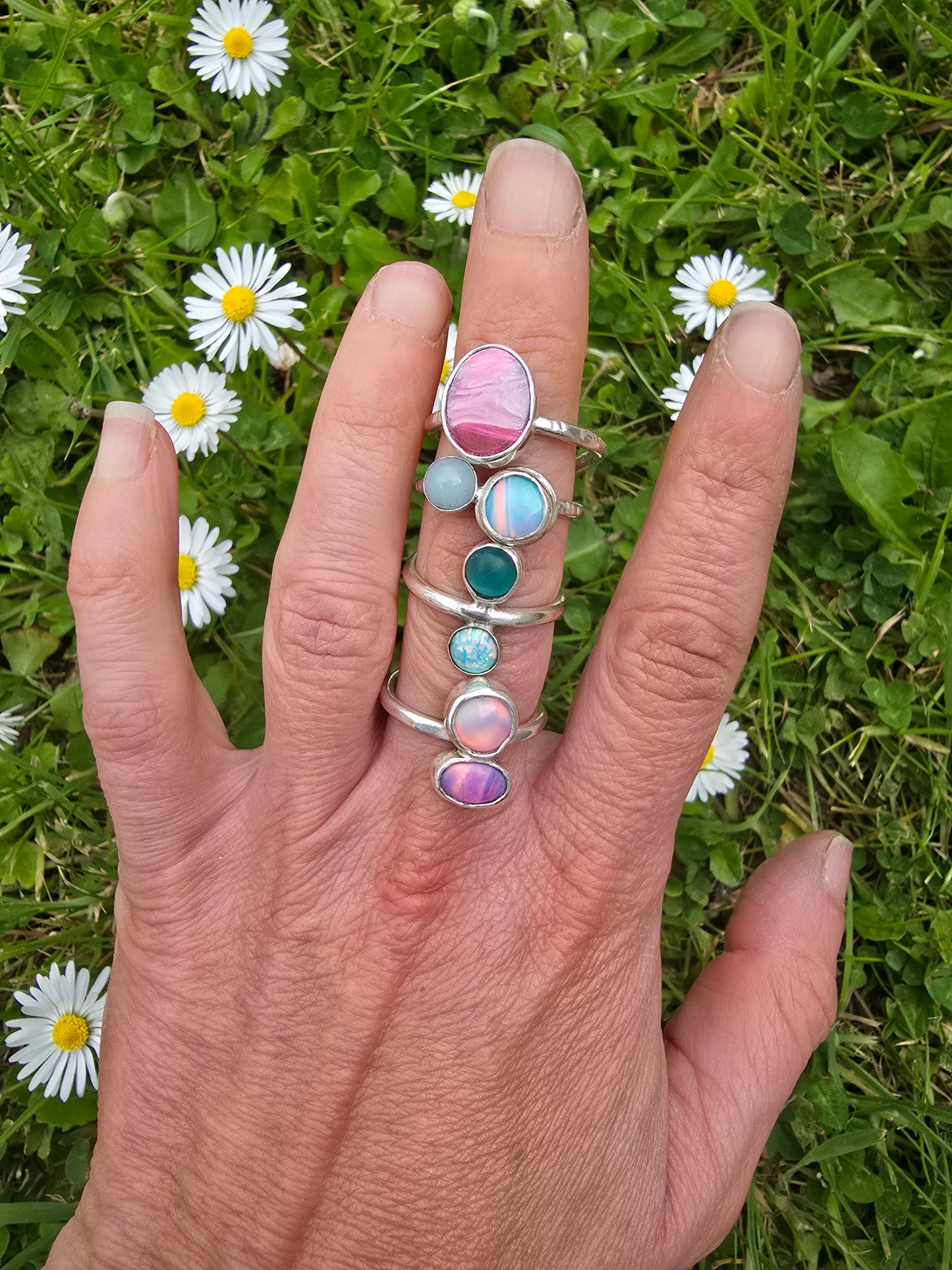 Double Aurora Opal Ring