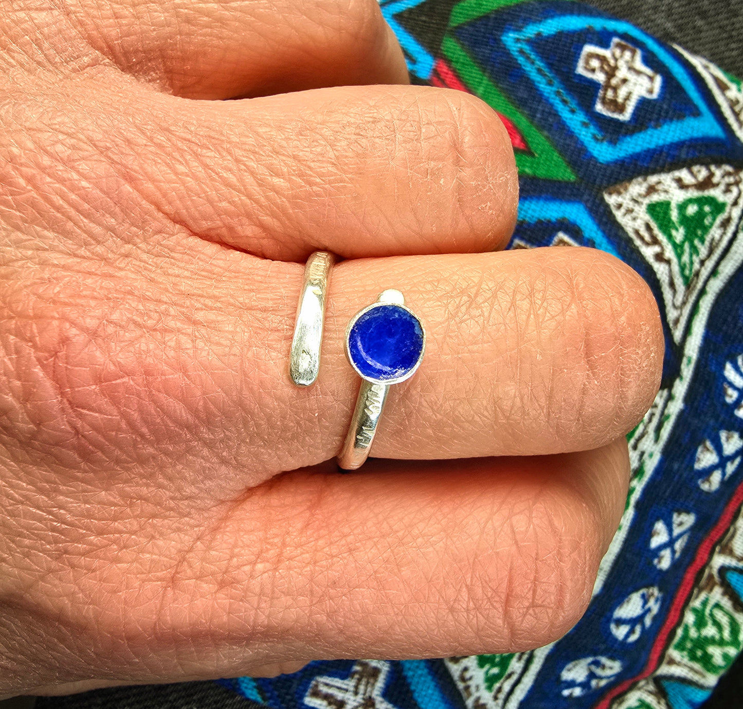 Blue enamel twisty ring