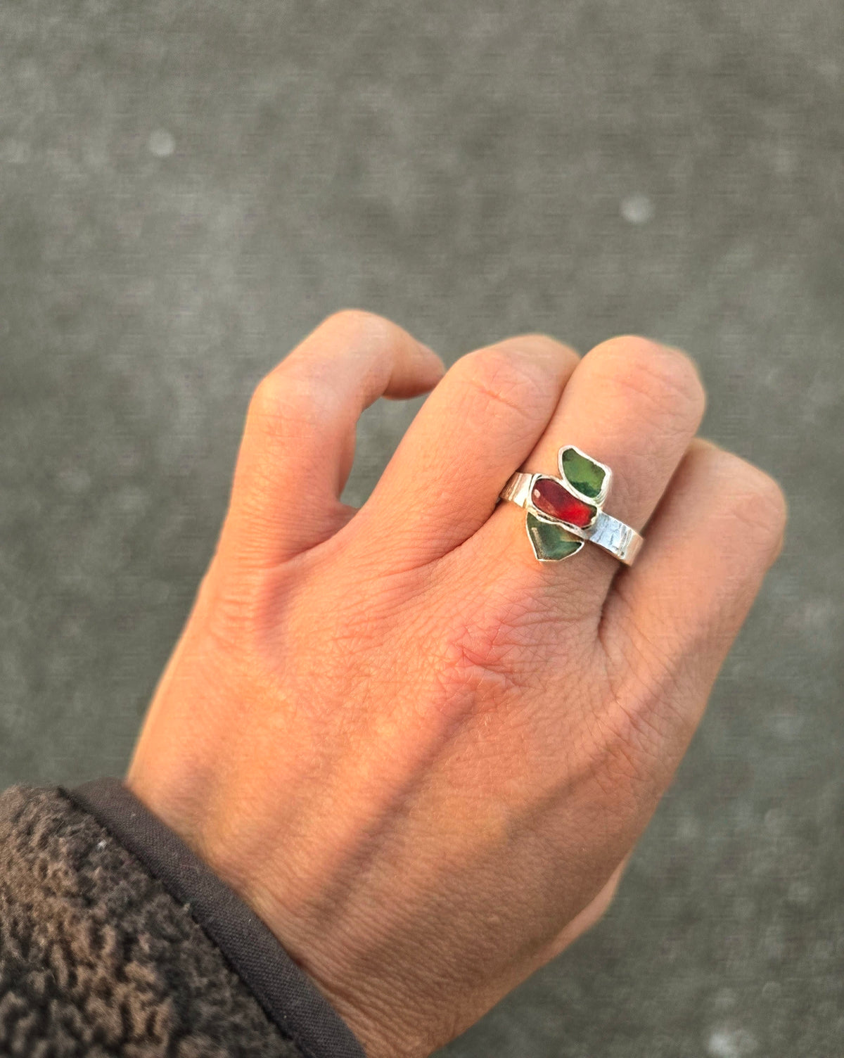 Chakra seaglass ring