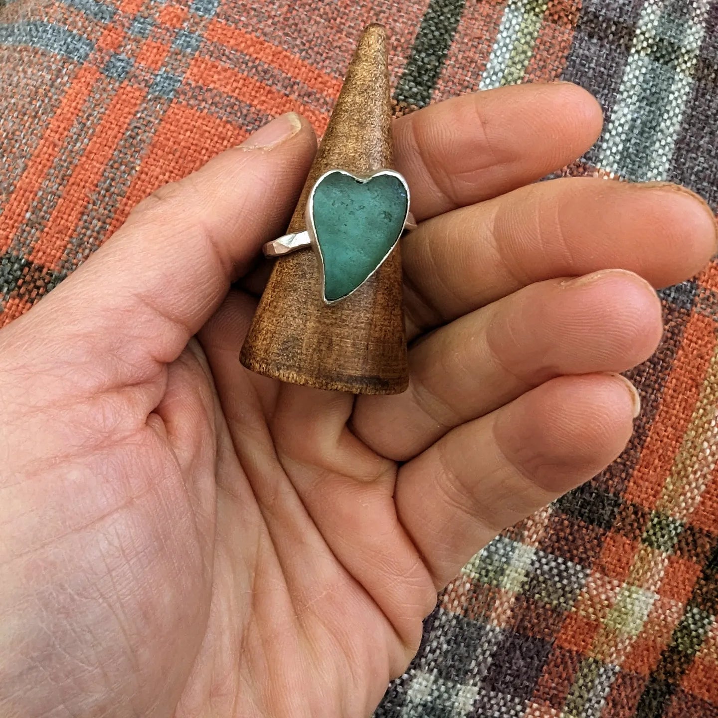 Quirky heart seaglass ring