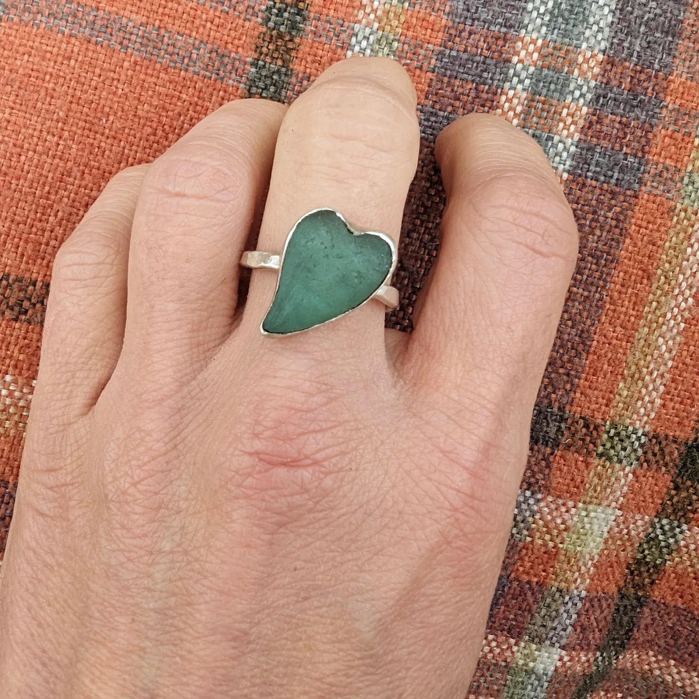 Quirky heart seaglass ring