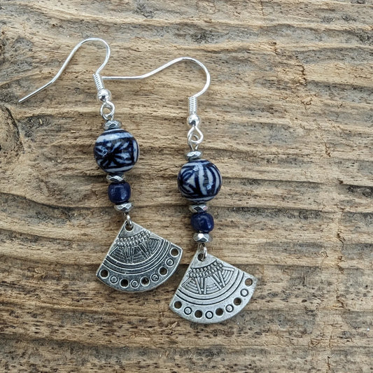 Ceramic ball dangly earrings