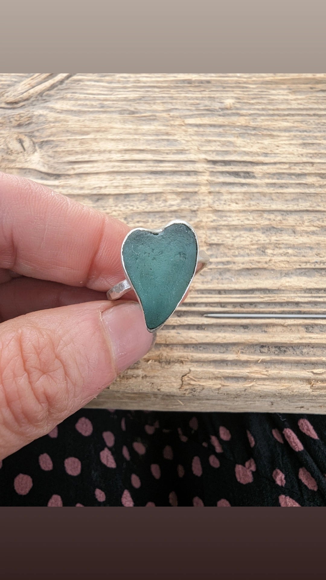 Quirky heart seaglass ring