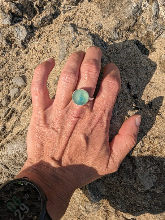 Half Marble Seaglass Ring