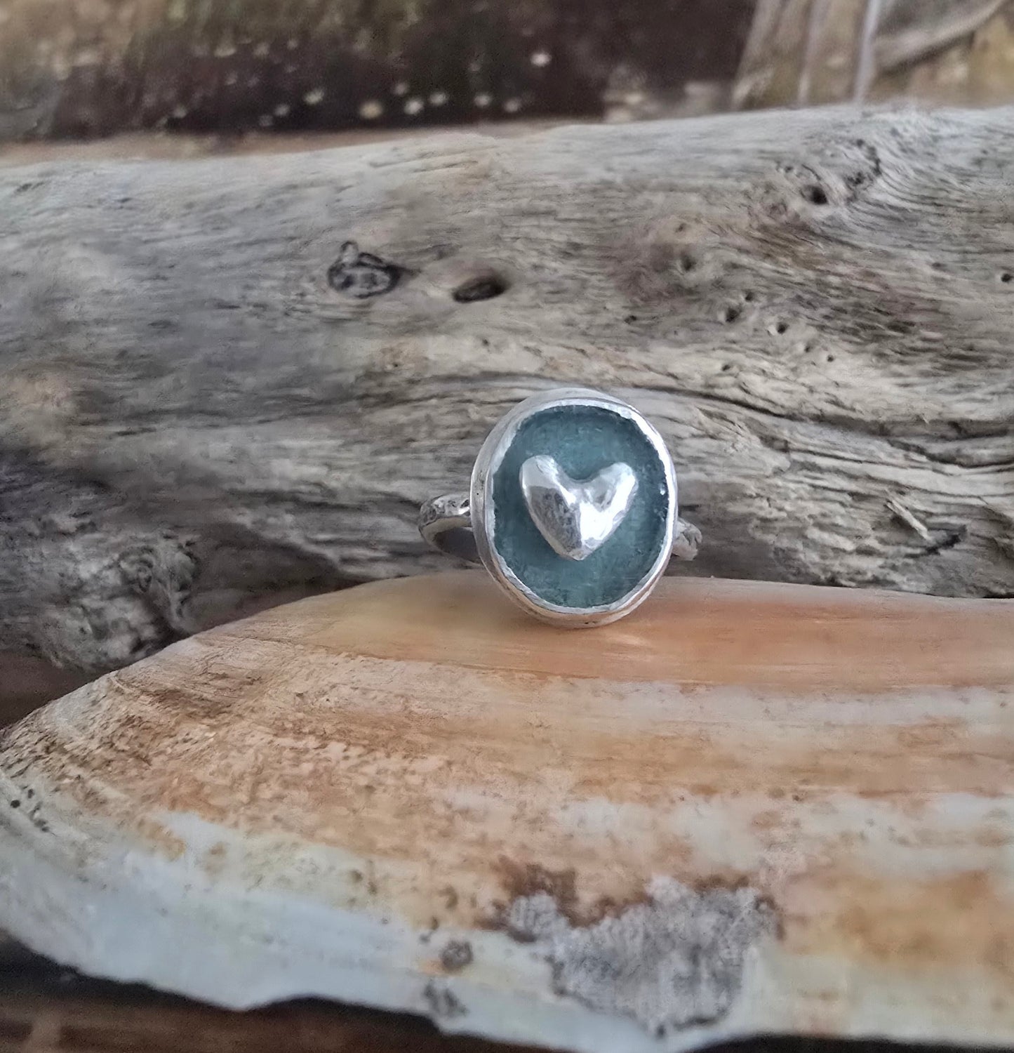 The Beating Heart Seaglass Ring