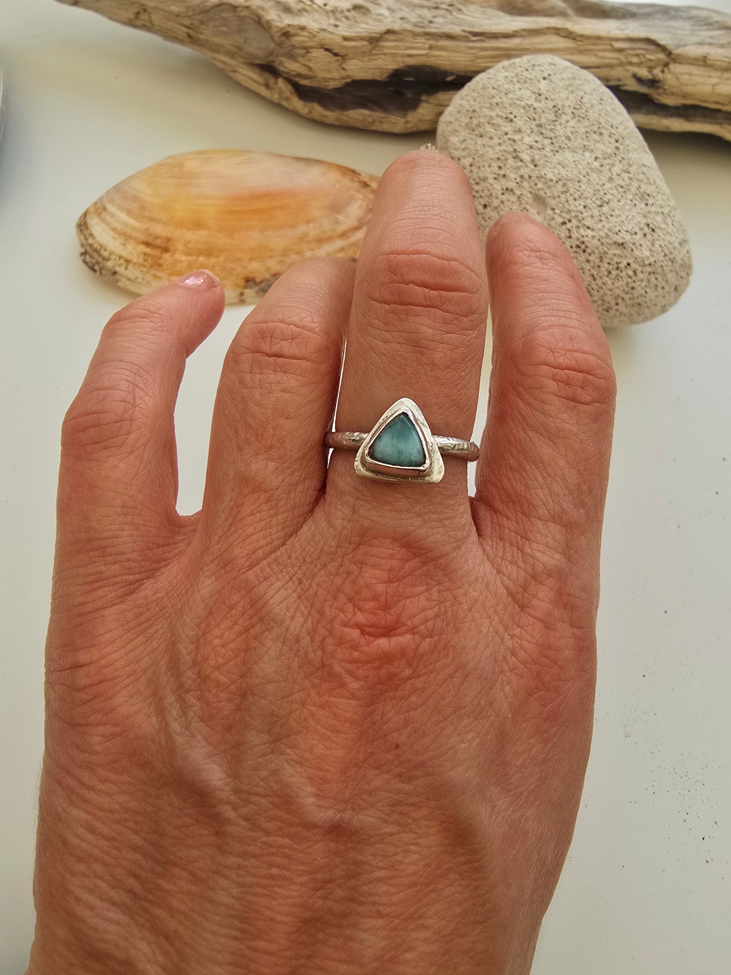 Larimar sterling silver ring