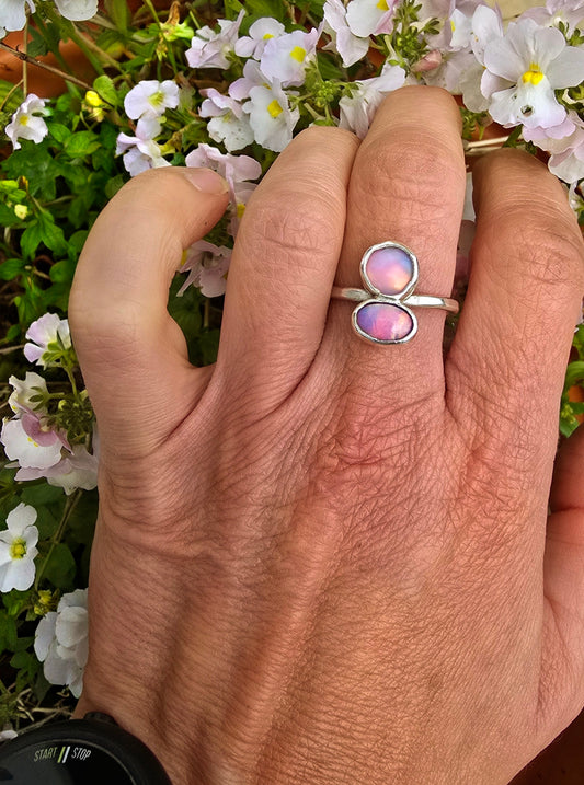 Double Aurora Opal Ring