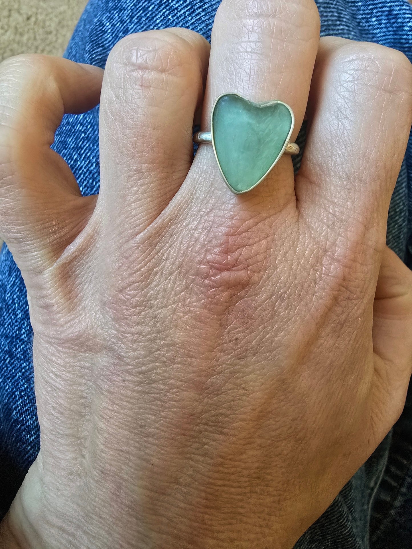 Seaglass Heart ring