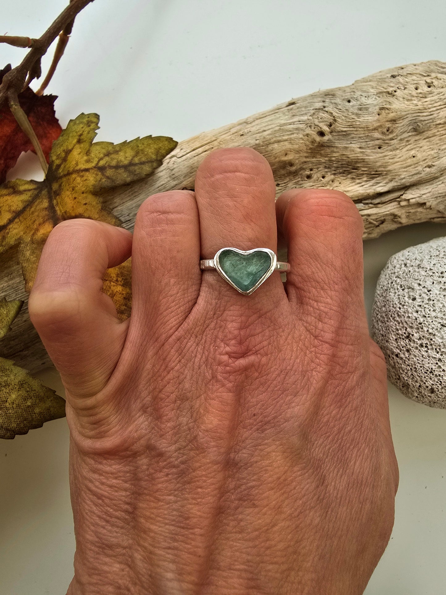 Heart Seaglass Ring