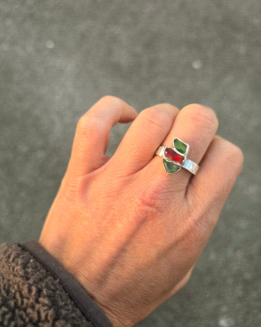 Chakra seaglass ring