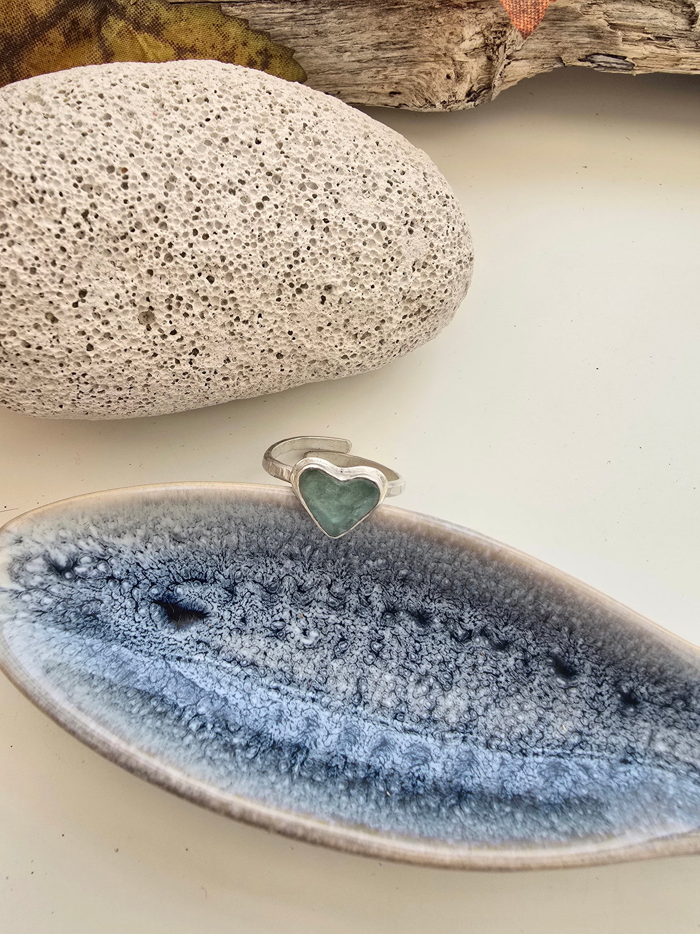 Heart Seaglass Ring